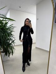 Ms 2124 Çelik Fermuar Detaylı Siyah Takım