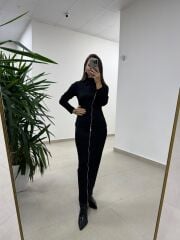 Ms 2124 Çelik Fermuar Detaylı Siyah Takım