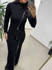 Ms 2124 Çelik Fermuar Detaylı Siyah Takım