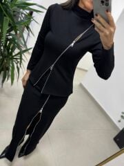 Ms 2124 Çelik Fermuar Detaylı Siyah Takım