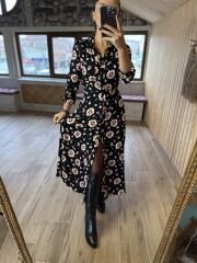 Orj marka pembe çiçekli gömlek elbise