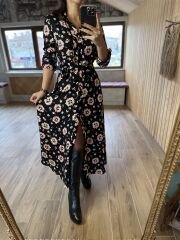 Orj marka pembe çiçekli gömlek elbise