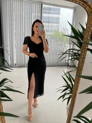 My 3423 Sweetheart Neck Black Lace Dress