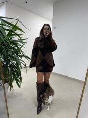 Mz 22802 Baklava Desen Yumoş Etekli Takım