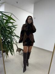 Mz 22802 Baklava Desen Yumoş Etekli Takım