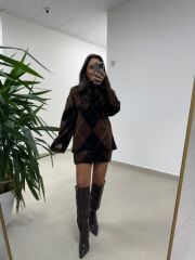 Mz 22802 Baklava Desen Yumoş Etekli Takım