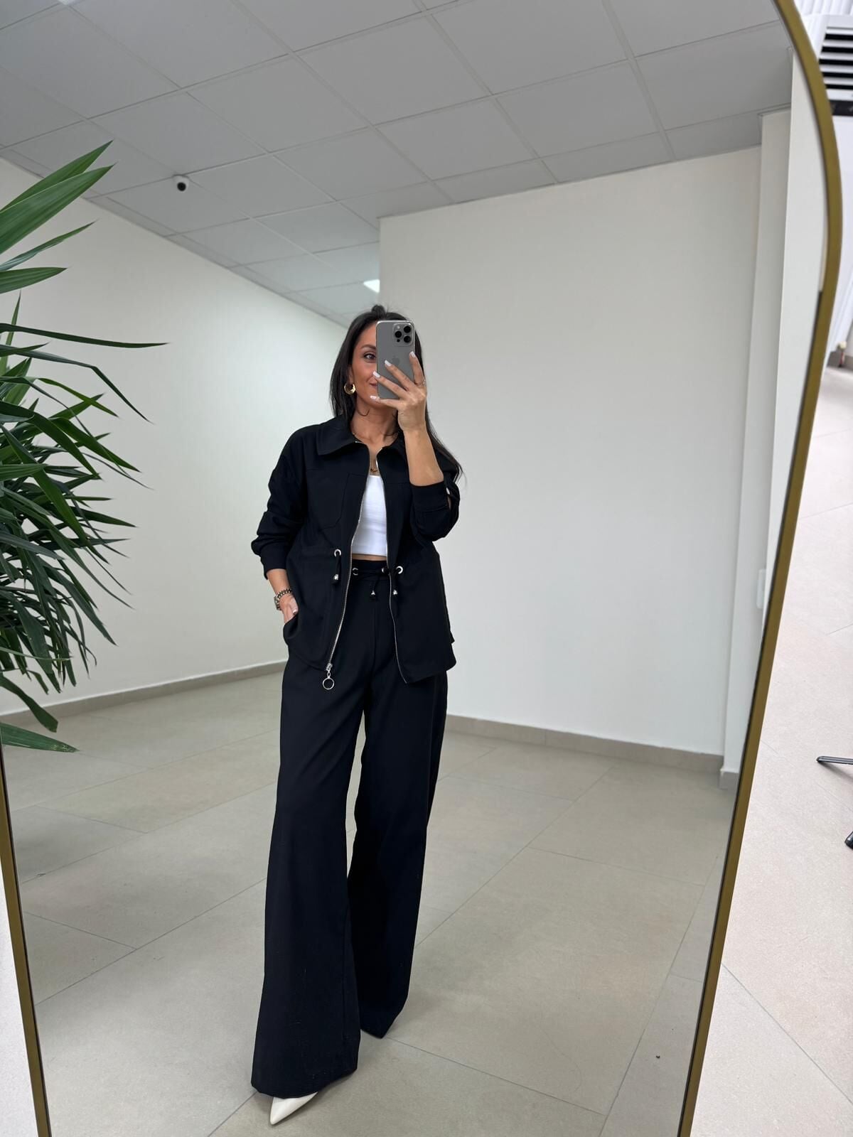 Art 4005 Poliviskon Fermuarlı Yan Büzgülü Siyah Takım