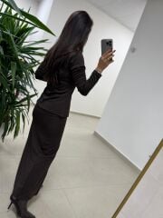 Ms 2124 Çelik Fermuar Detaylı Kahve Takım