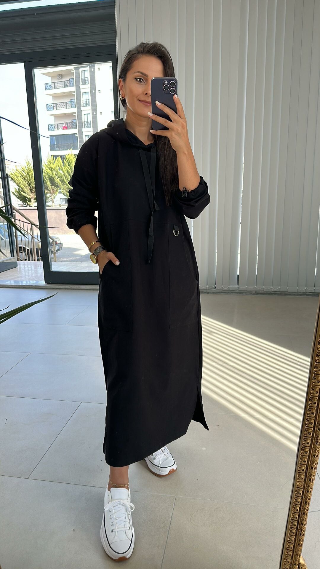 Dr Kapüşonlu Tasarım Elbise