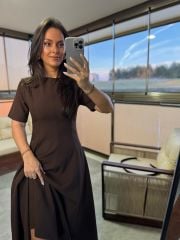 Wo 05174 Kahve Midi Elbise