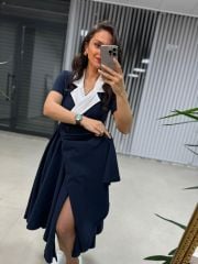 Sg Laci Kruvaze Gömlek Yaka Elbise