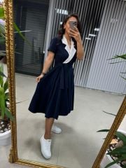 Sg Laci Kruvaze Gömlek Yaka Elbise