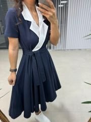 Sg Laci Kruvaze Gömlek Yaka Elbise