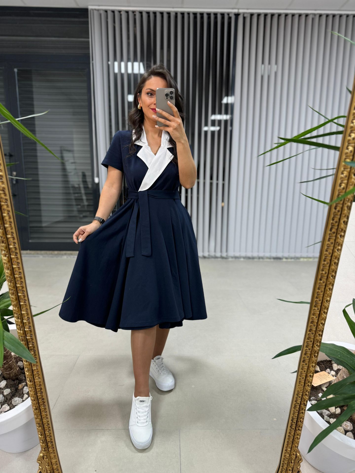 Sg Laci Kruvaze Gömlek Yaka Elbise