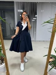 Sg Laci Kruvaze Gömlek Yaka Elbise