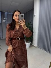 Mein 3286 Polka Dot Brick Chiffon-Kleid