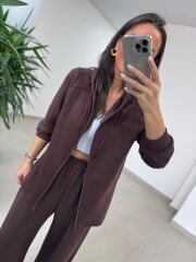 Art 1001 Kapüşonlu Fermuarlı Modal Kahve Takım