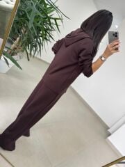 Art 1001 Kapüşonlu Fermuarlı Modal Kahve Takım