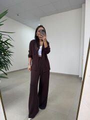 Art 1001 Kapüşonlu Fermuarlı Modal Kahve Takım