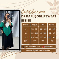 Dr Kapüşonlu Yeşil Sweat Elbise