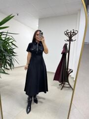 Ms 165 Siyah Poplin Cep Detaylı Elbise