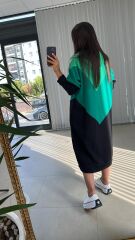 Dr Kapüşonlu Yeşil Sweat Elbise