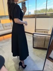 Wo 05174 Siyah Midi Elbise