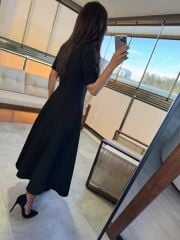 Wo 05174 Siyah Midi Elbise