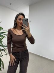 Mz 22801 Düşük Omuz A. Kahve Bluz