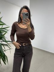 Mz 22801 Düşük Omuz A. Kahve Bluz