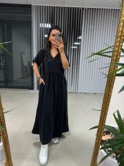 Dr 2602 V Yaka Tensel Yıkamalı Elbise