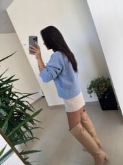 Dv 10645 Bebe Mavi V Yaka Yumoş Triko