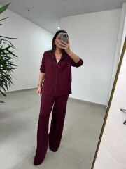 Art 1001 Kapüşonlu Fermuarlı Modal Bordo Takım