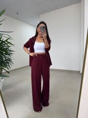 Art 1001 Kapüşonlu Fermuarlı Modal Bordo Takım