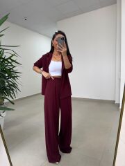 Art 1001 Kapüşonlu Fermuarlı Modal Bordo Takım