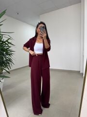 Art 1001 Kapüşonlu Fermuarlı Modal Bordo Takım