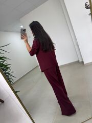 Art 1001 Kapüşonlu Fermuarlı Modal Bordo Takım