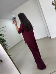 Art 1001 Kapüşonlu Fermuarlı Modal Bordo Takım