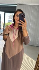 Dr Kapüşonlu Kahve Sweat Elbise