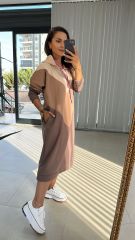Dr Kapüşonlu Kahve Sweat Elbise