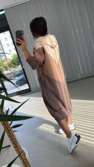 Dr Kapüşonlu Kahve Sweat Elbise
