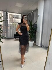 Bb 29853 Omuz Vatkalı File Elbise