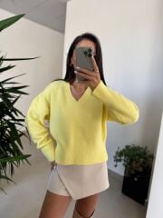 Dv 10645 Sarı V Yaka Yumoş Triko