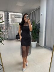 Bb 29853 Omuz Vatkalı File Elbise