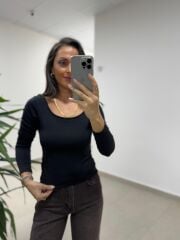 Mz 22801 Düşük Omuz Siyah  Bluz