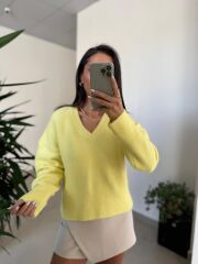 Dv 10645 Sarı V Yaka Yumoş Triko