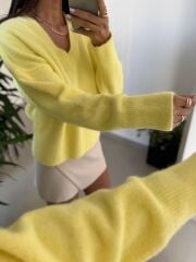 Dv 10645 Sarı V Yaka Yumoş Triko