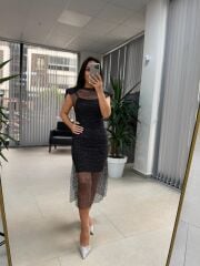 Bb 29853 Omuz Vatkalı File Elbise