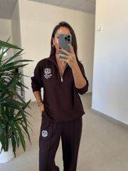 Ms 60077 Kahve Armalı Modal Takım