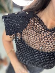 Bb 29853 Omuz Vatkalı File Elbise